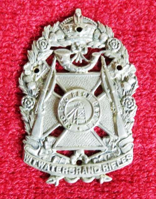 Witwatersrand Rifles white metal badge 1907-1913 never lugged but purpose drilled-really interesting